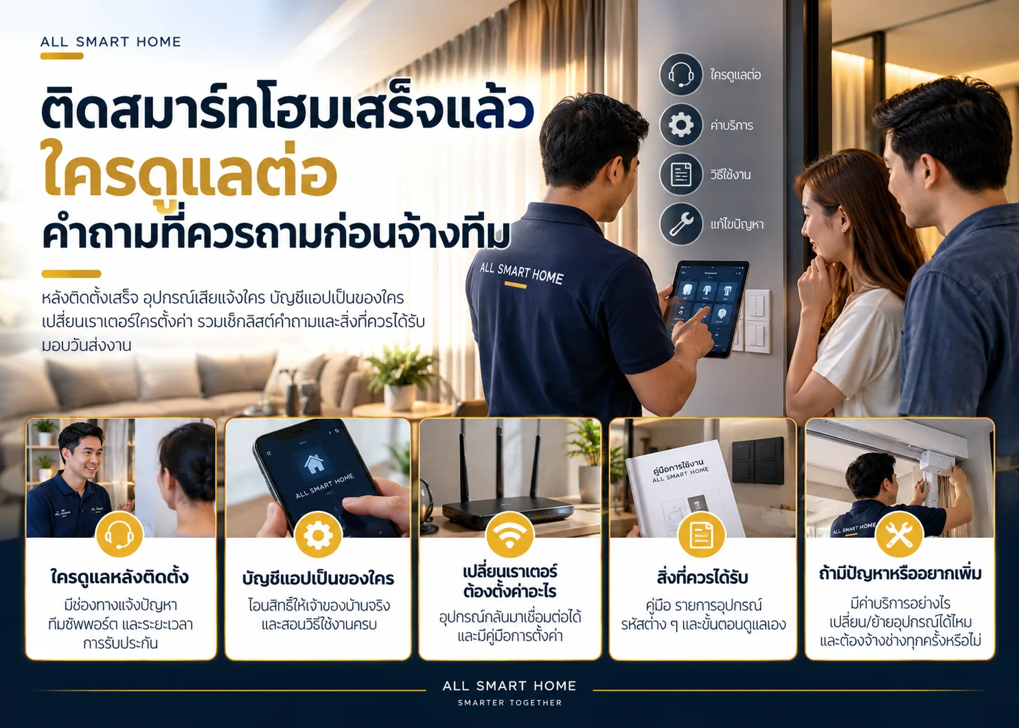 ติดสมาร์ทโฮมเสร็จแล้ว ใครดูแลต่อ คำถามที่ควรถามก่อนจ้างทีม