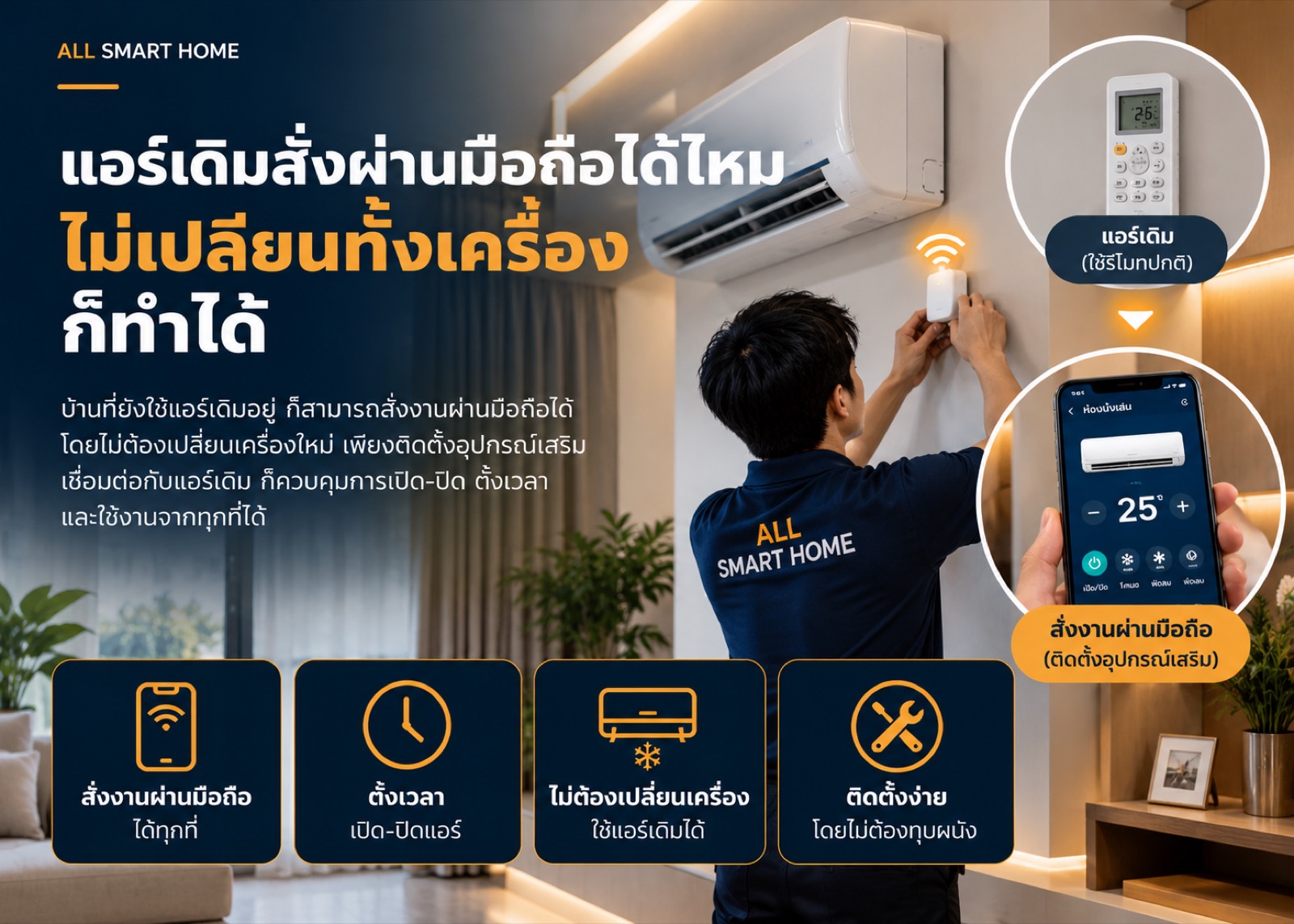 แอร์เดิมสั่งผ่านมือถือได้ไหม ไม่เปลี่ยนทั้งเครื่องก็ทำได้