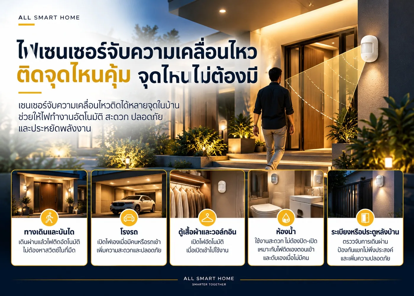 ไฟเซนเซอร์จับความเคลื่อนไหว ติดจุดไหนคุ้ม จุดไหนไม่ต้องมี