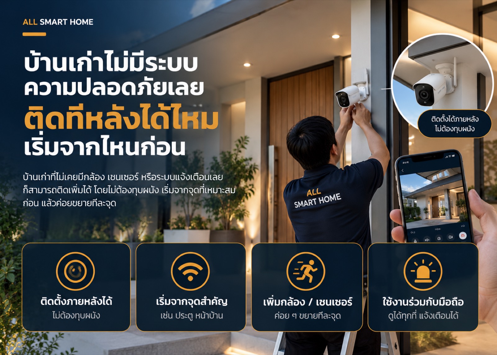 บ้านเก่าไม่มีระบบความปลอดภัยเลย ติดทีหลังได้ไหม เริ่มจากไหนก่อน